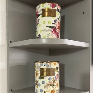MacKenzie-Childs Floral and Dot Canisters with Gold Accents